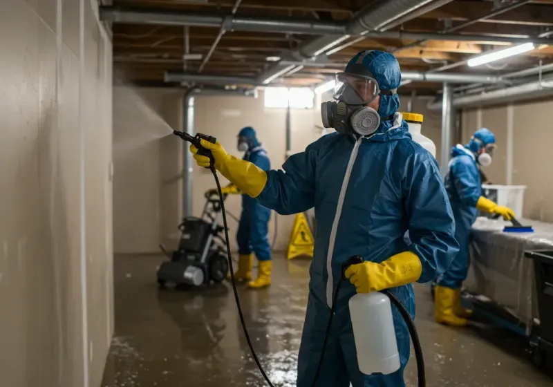 Basement Sanitization and Antimicrobial Treatment process in Old Mystic, CT